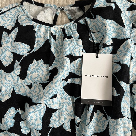NWT Who What Wear Black and Light Blue Floral dress XS - Picture 9 of 9